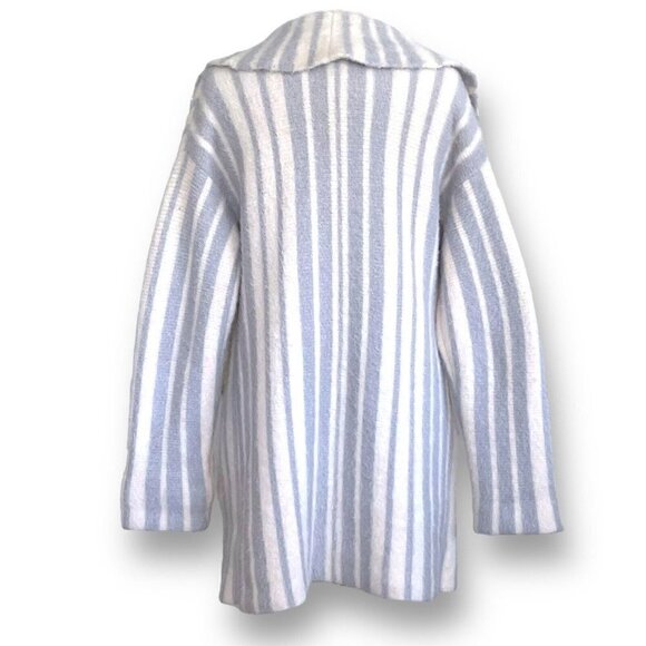 MOTH Anthropologie Womens Sweater Coat Sz S Gray White Stripe Oversized Coatigan - Picture 10 of 11